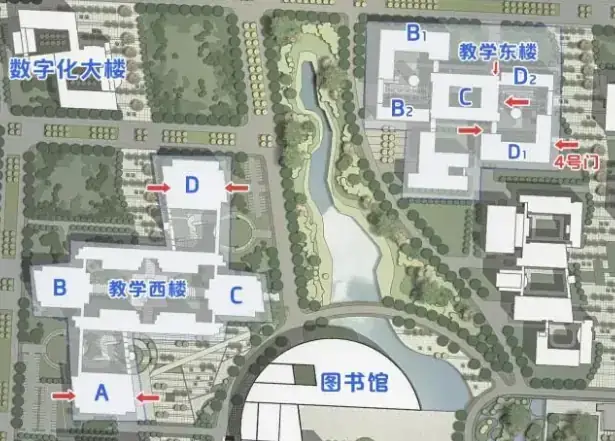 西北工业大学长安校区教学楼位置示意图